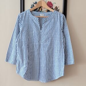 Blue & White Striped Women's Popover Shirt